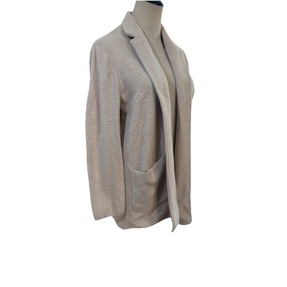 J Crew Women's Beige Knit Sweater Blazer Sz M Cardigan Basic Minimalist Capsule - Picture 3 of 7